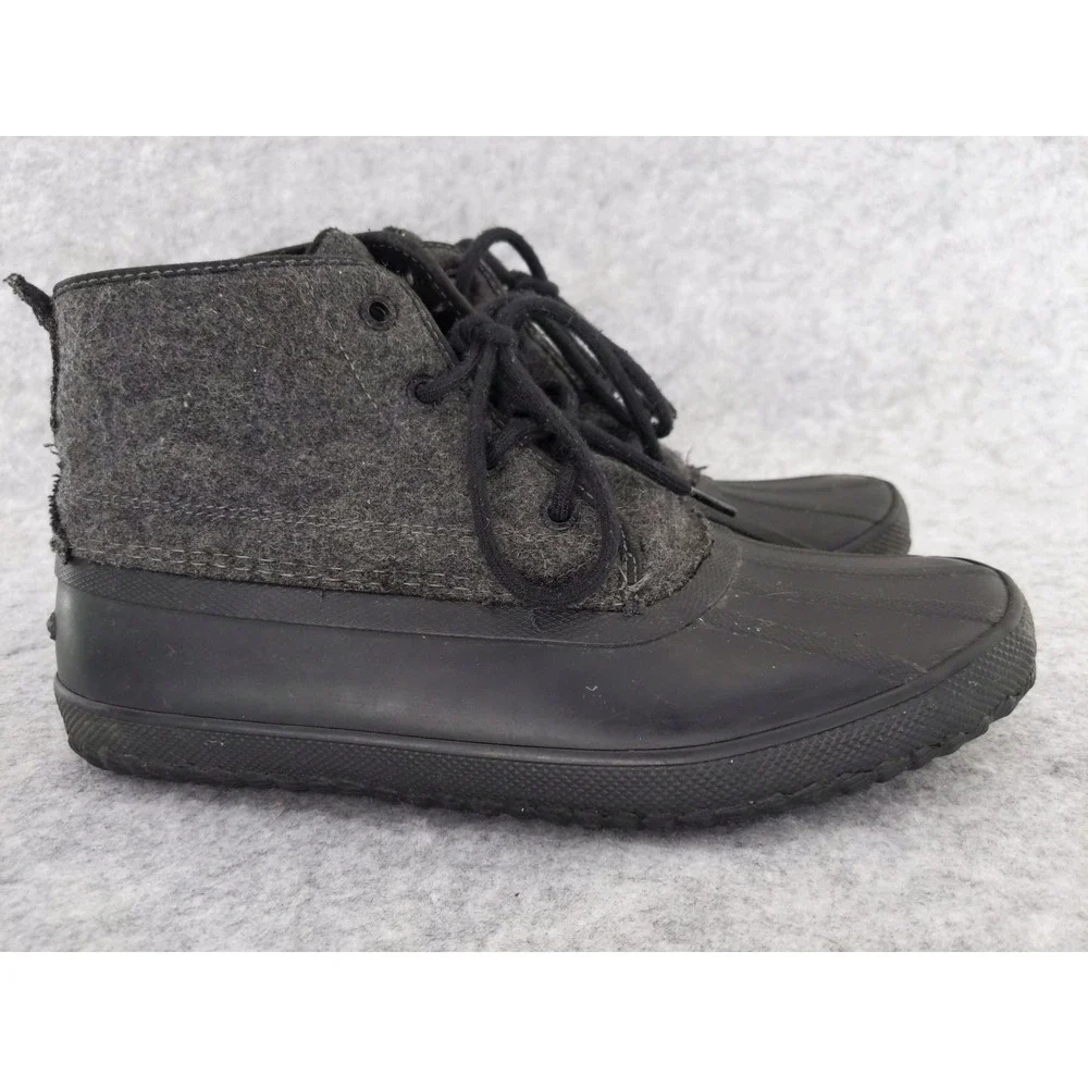 Sperry‎ Duck Boots Mens 8.5 Black Charcoal Wool Blend Lace Up Boots